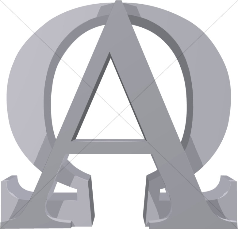 Grey Alpha and Omega Sign
