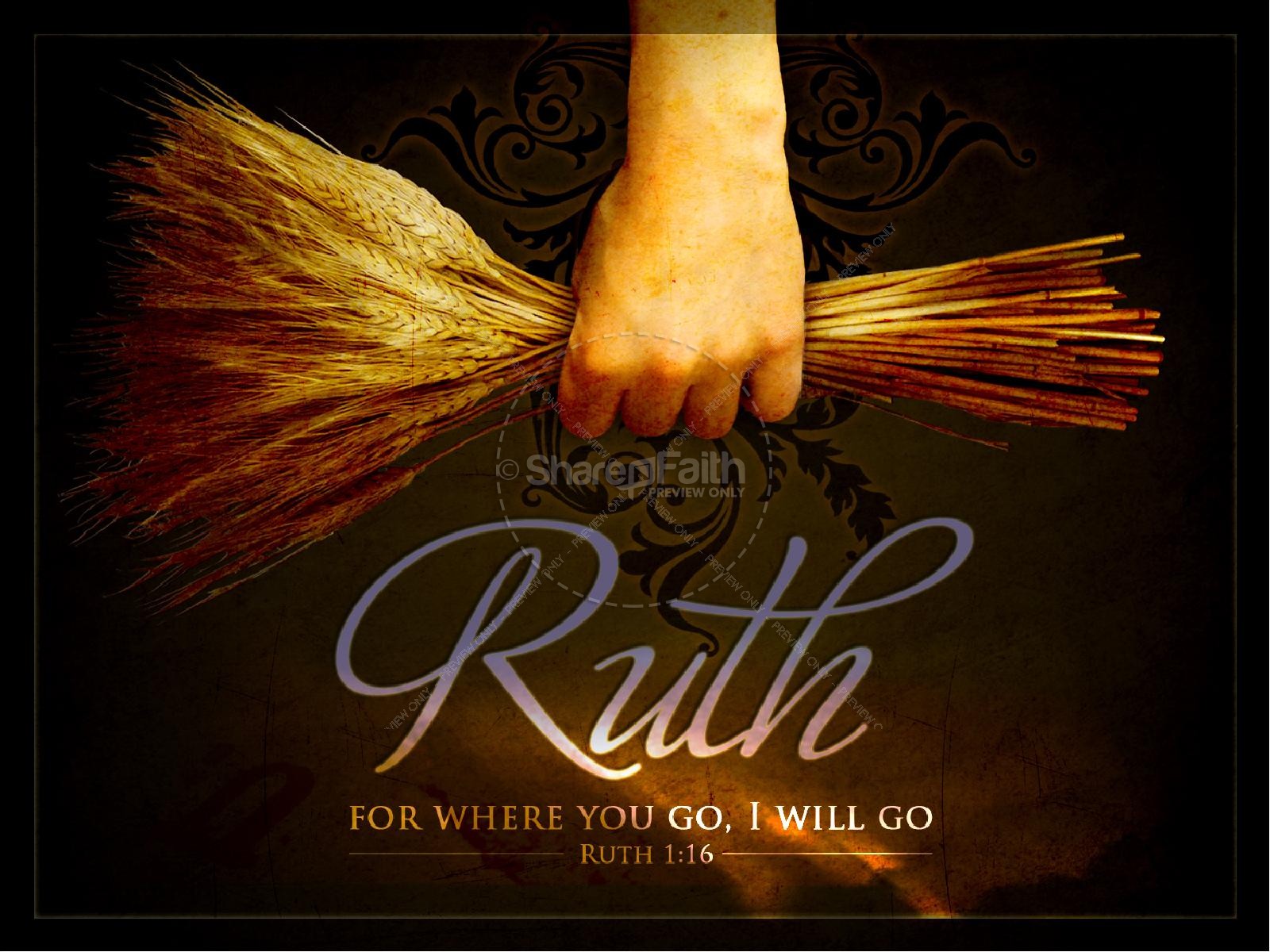 Ruth and Naomi Women Of Faith PowerPoint Template Thumbnail 1