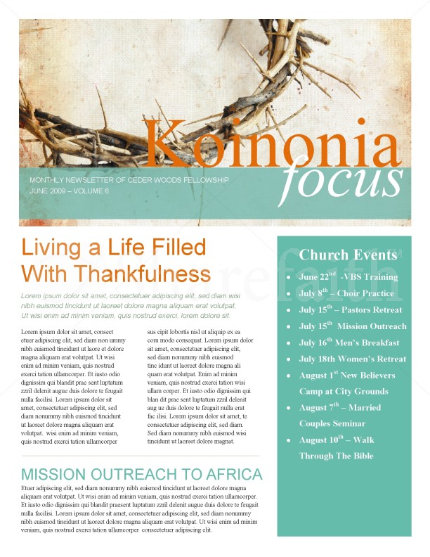 Crown Of Thorns Church Newsletter Thumbnail Showcase