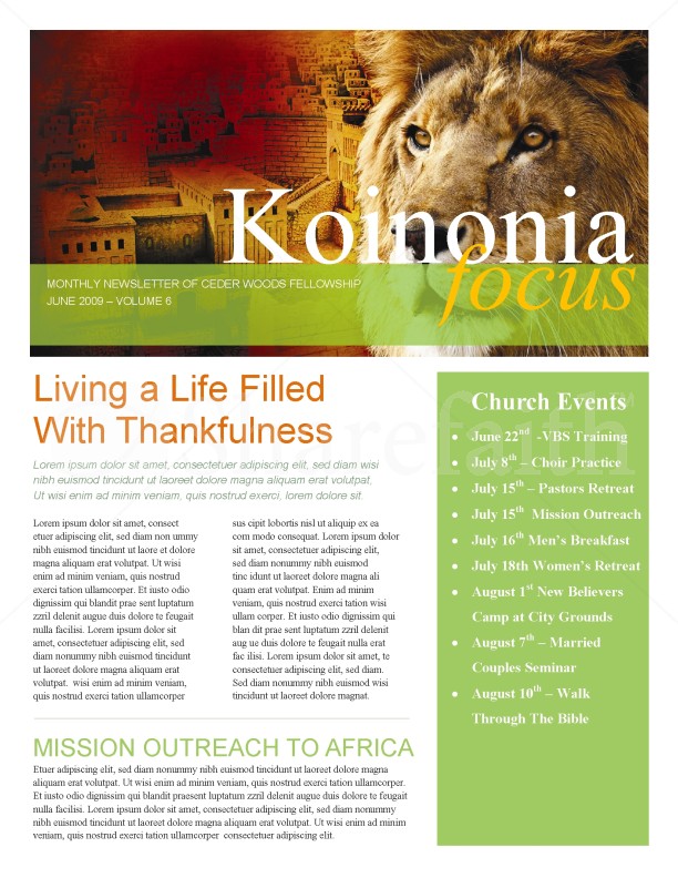 Lion Of Judah Church Newsletter Thumbnail Showcase