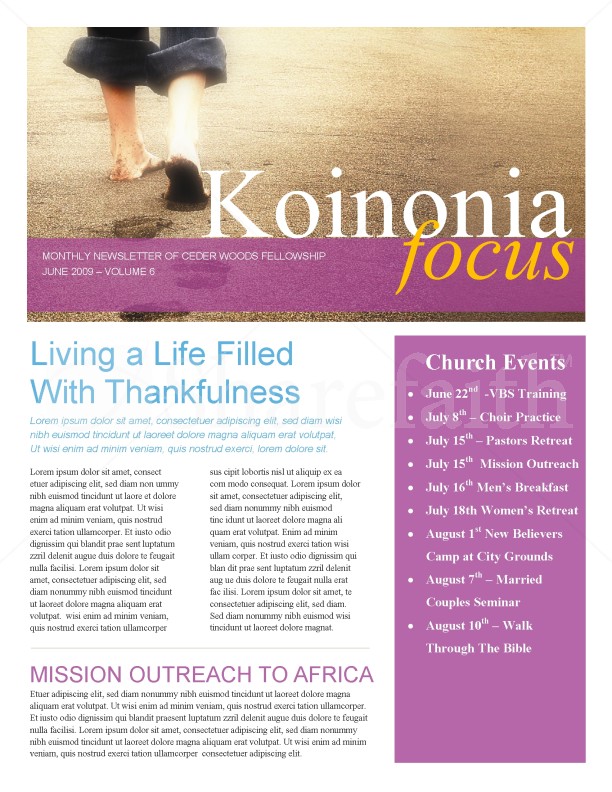 Footsteps On The Beach Church Newsletter Thumbnail Showcase