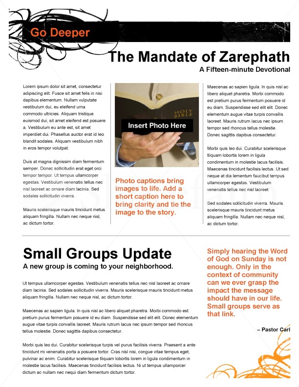 Decorative Orange Church Newsletter | page 3