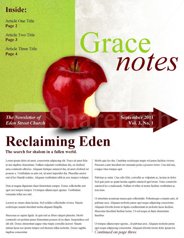 Apple Church Newsletter Template | page 1