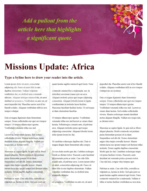 Blossom Tree Church Newsletter Template | page 2