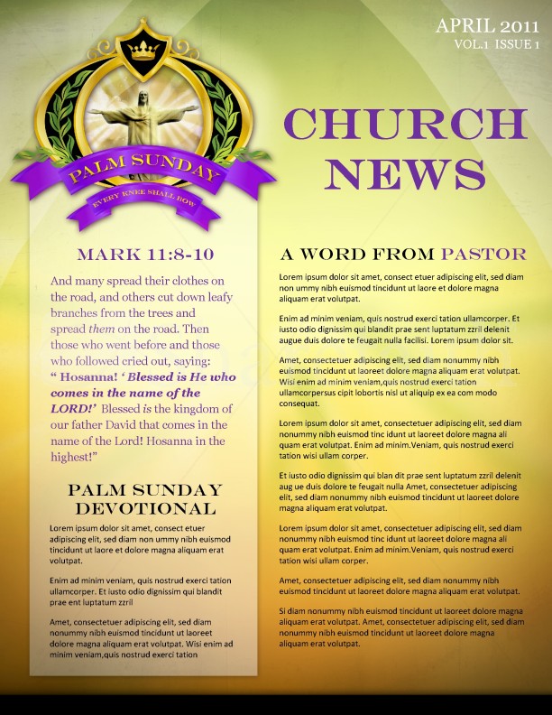 Palm Sunday Church Newsletter Thumbnail Showcase
