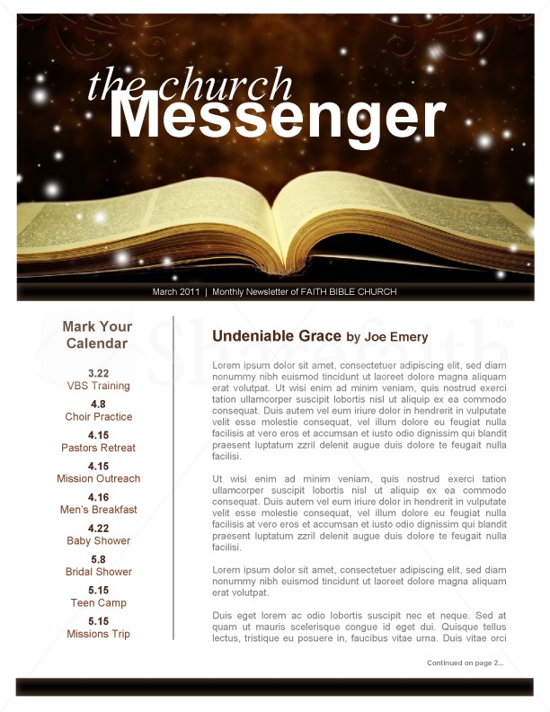 Bible Ministry Newsletter Template | page 1