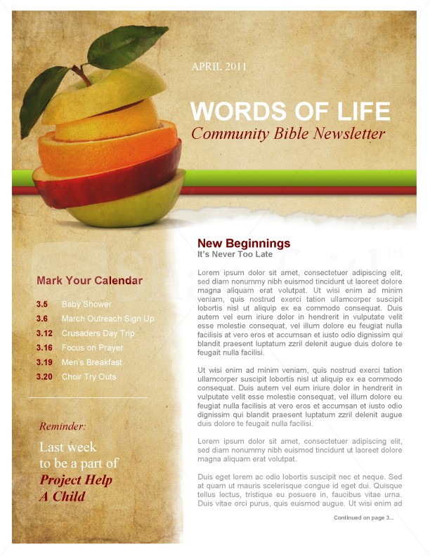 Fruit Church Newsletter Thumbnail Showcase