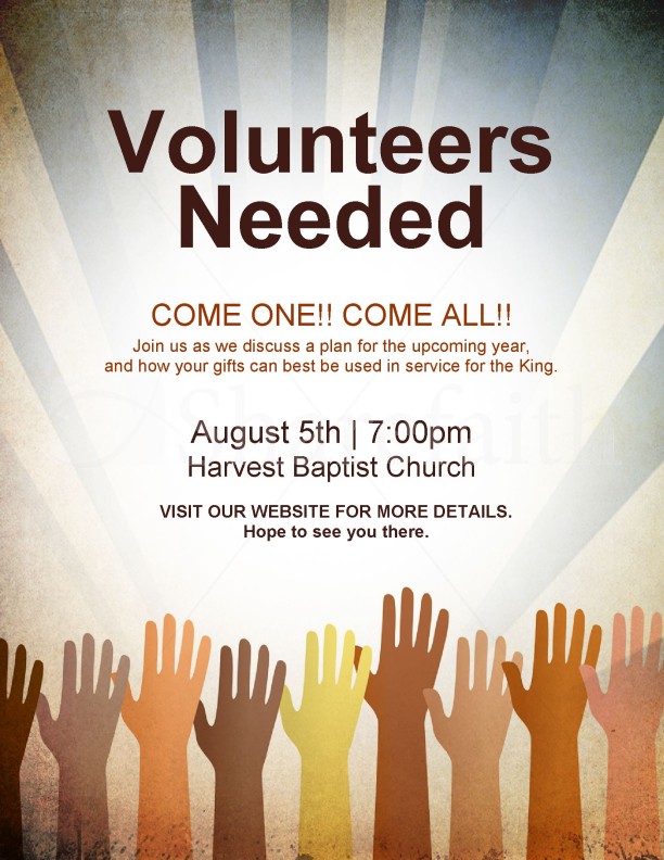 Volunteers Needed Church Flyer