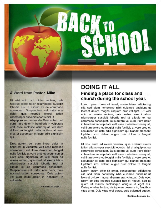 Back to School Newsletter Template | page 1