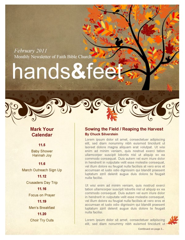 Tree in Autumn Church Newsletter Template