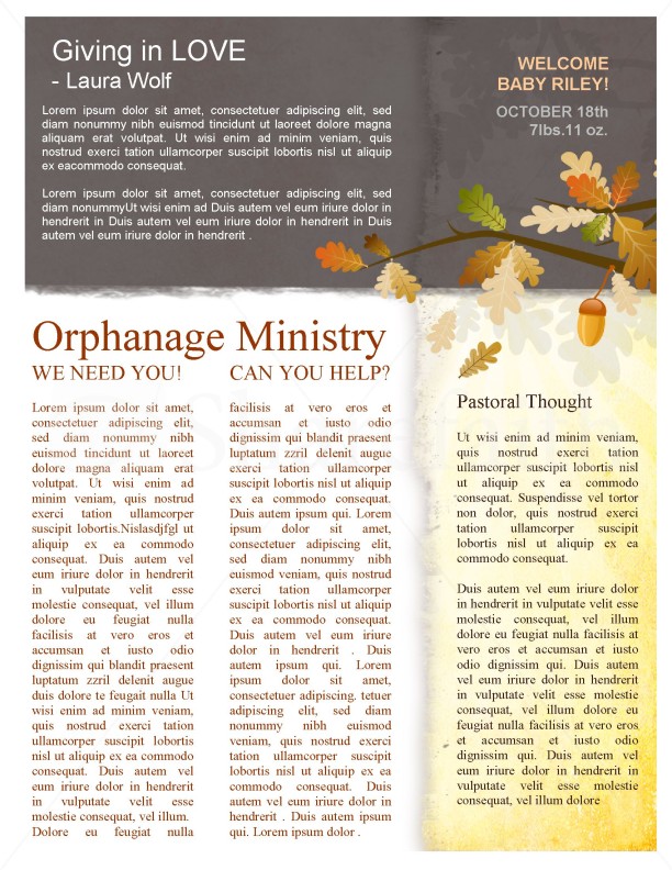 Fall Leaves Easy Church Newsletter Template | page 3