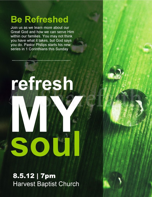 Refresh My Soul Church Flyer Template Thumbnail Showcase