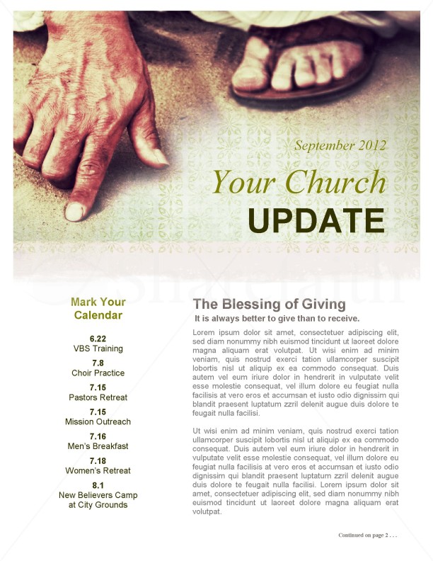 Jesus' Hand Church Newsletter Template Thumbnail Showcase