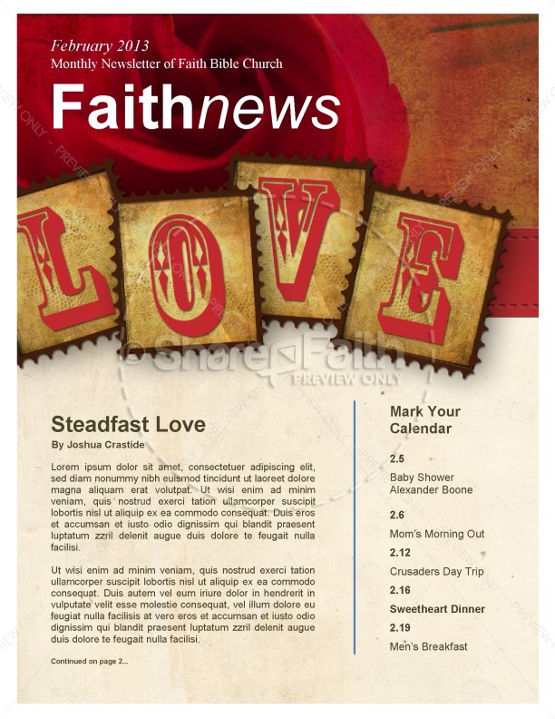 Love Letters Church Newsletter Thumbnail Showcase