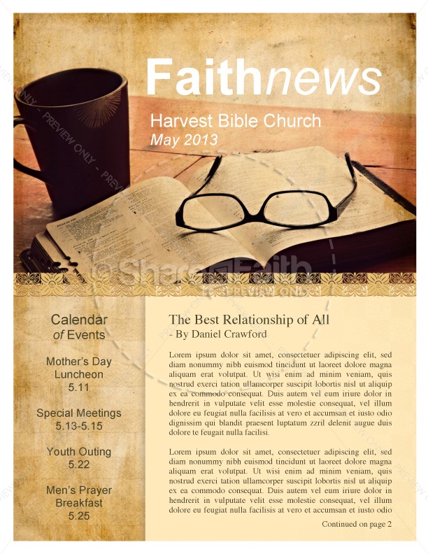 Bible Church Newsletter Template Thumbnail Showcase