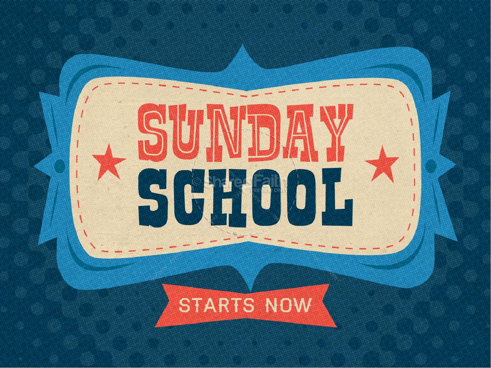 Retro Sunday School Starts Now Church PowerPoints Thumbnail 1