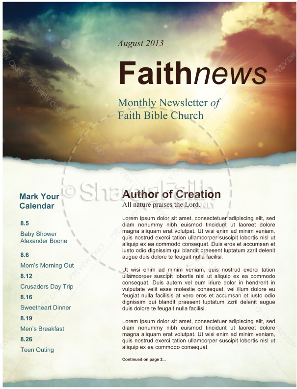 Sun Rays and Clouds Newsletter Template Thumbnail Showcase