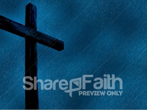 Cross Design Christian Background Blue Rain | Worship Backgrounds