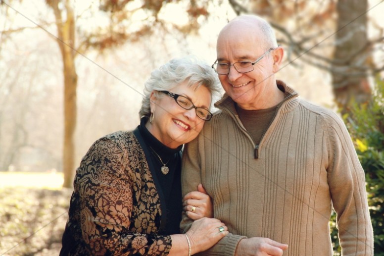 Elderly Couple Embraces Walk Christian Stock Photo Thumbnail Showcase