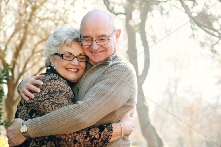 Elder Couple Marriage Hugging Christian Stock Photo