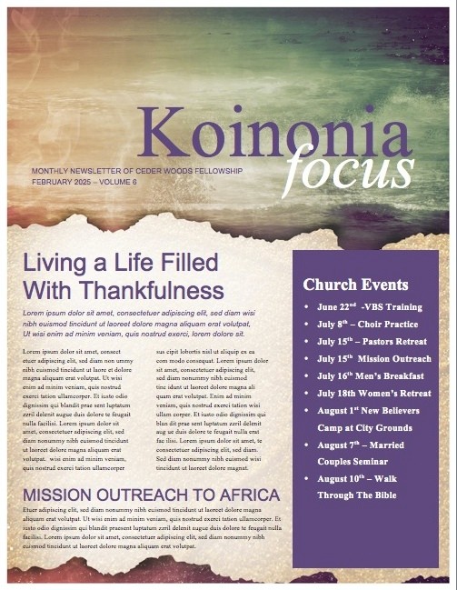 Faith through the Tides Ministry Newsletter
