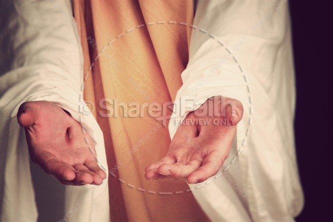 Scars on the Hands of Jesus Religious Stock Photo