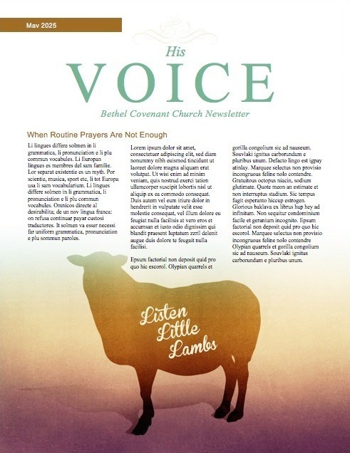 My Sheep Hear My Voice Religious Newsletter