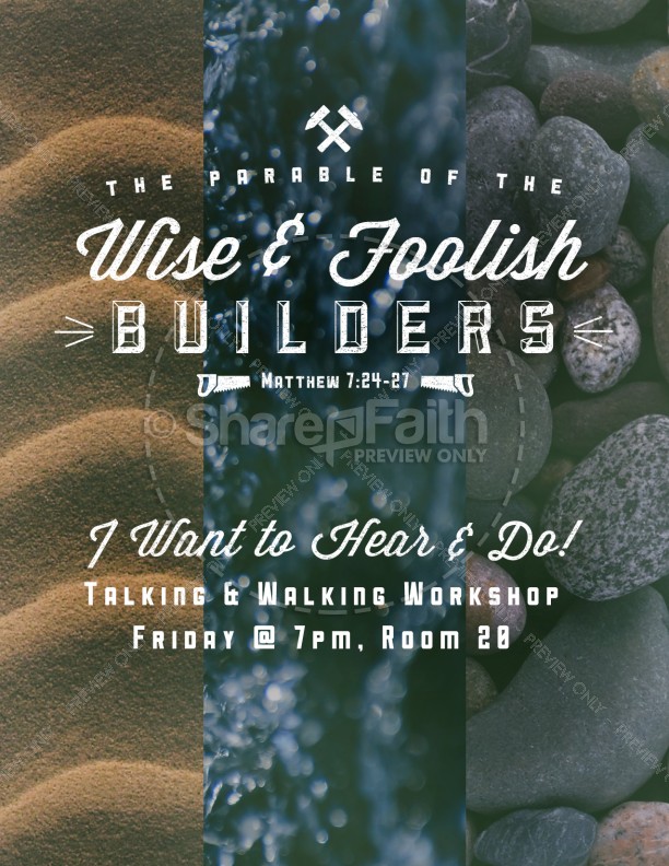 The Parable of the Wise and Foolish Builders Religious Flyer  Thumbnail Showcase
