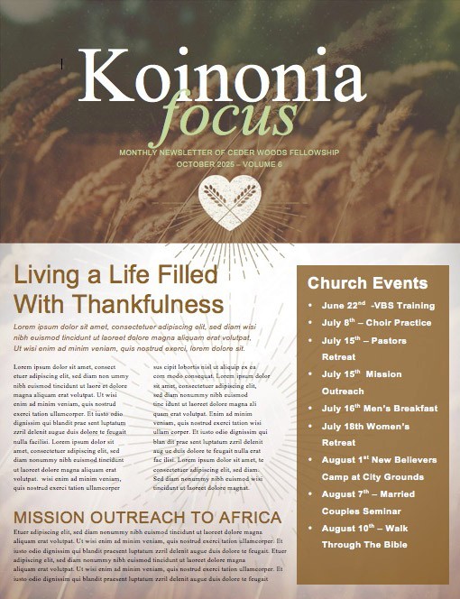 A Generous Heart Religious Newsletter