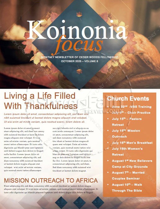 Happy Thanksgiving Holiday Ministry Newsletter Thumbnail Showcase