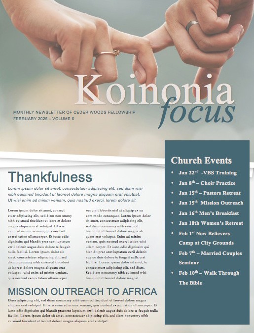 Marriage Retreat Ministry Newsletter