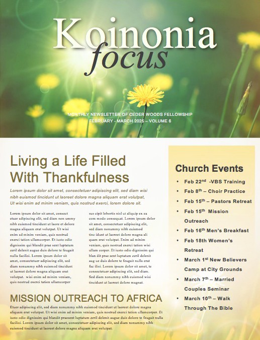 All Things New Religious Newsletter