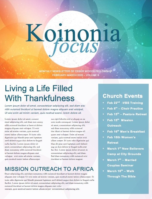 Colors and Particles Church Newsletter