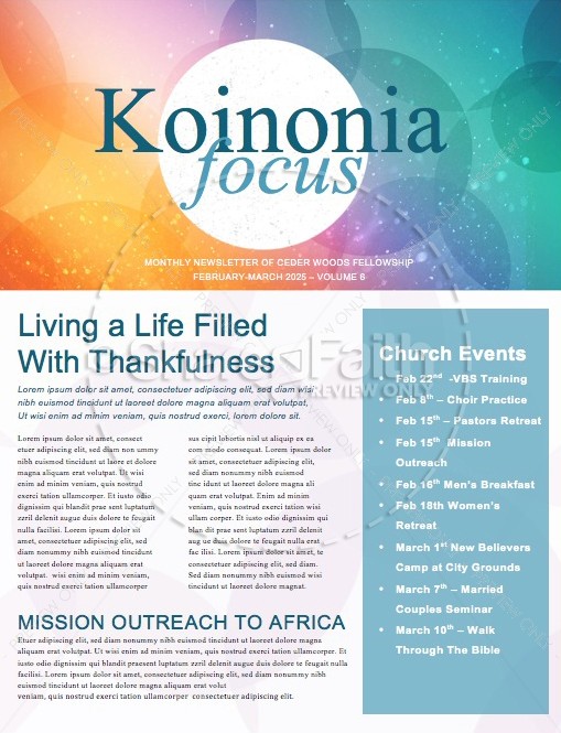 Colors and Particles Church Newsletter | page 1