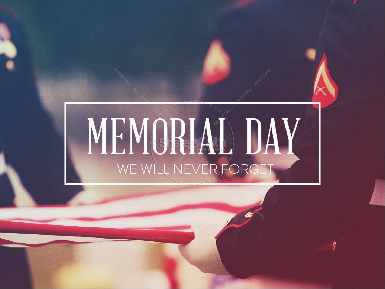 Memorial Day Never Forget Church PowerPoint Thumbnail 1