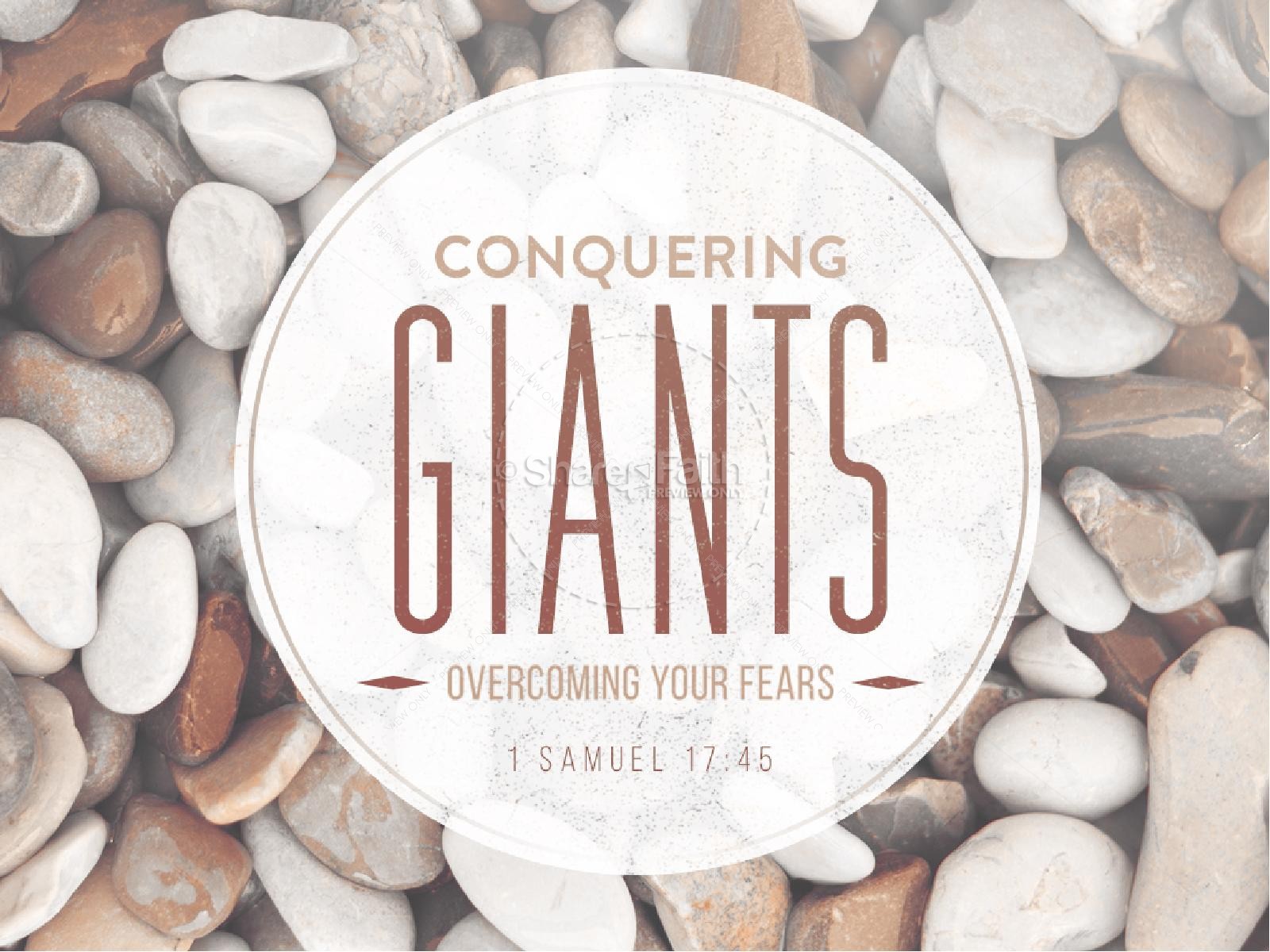 Conquering Giants Overcoming Fear Religious PowerPoint Thumbnail 1