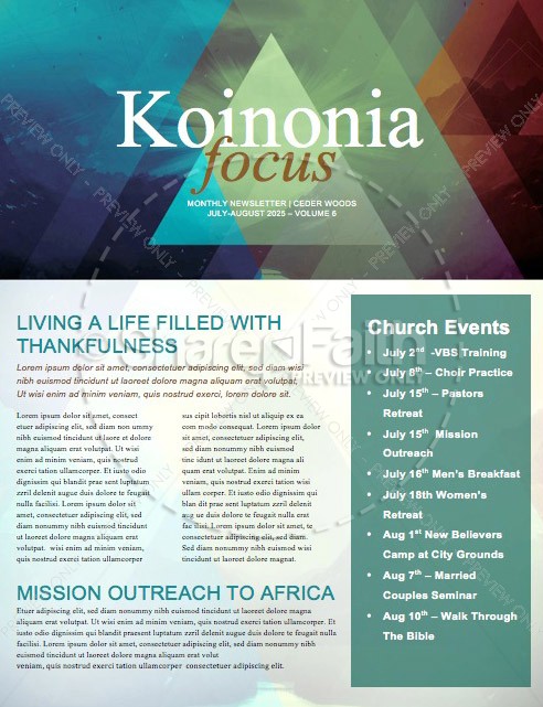 Spring Triangle Prisms Ministry Newsletter | page 1
