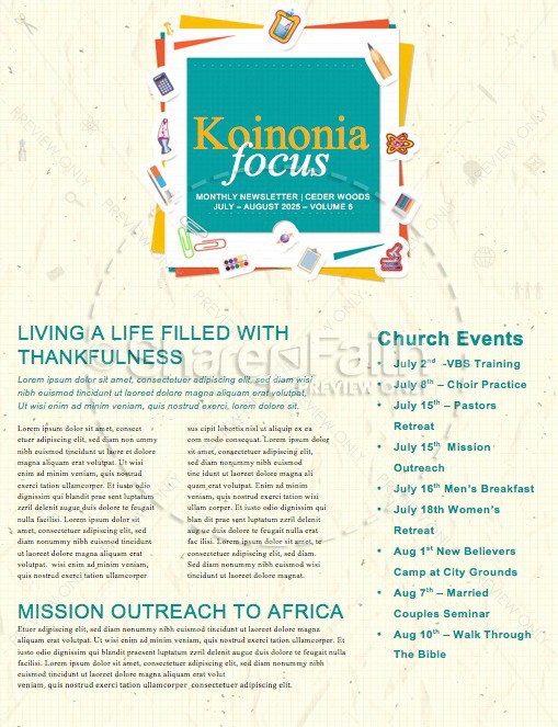 School Supply Drive Ministry Newsletter Thumbnail Showcase