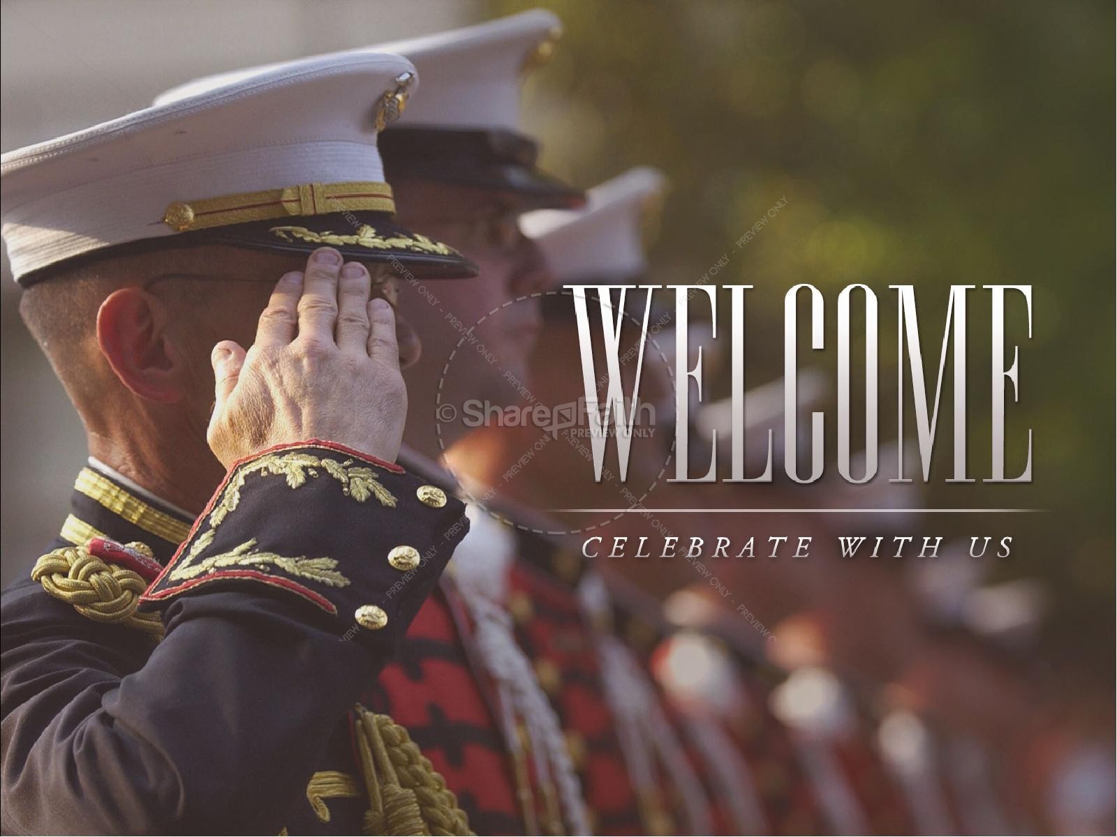 Celebrating Veterans Day We Salute You Church PowerPoint Thumbnail 2