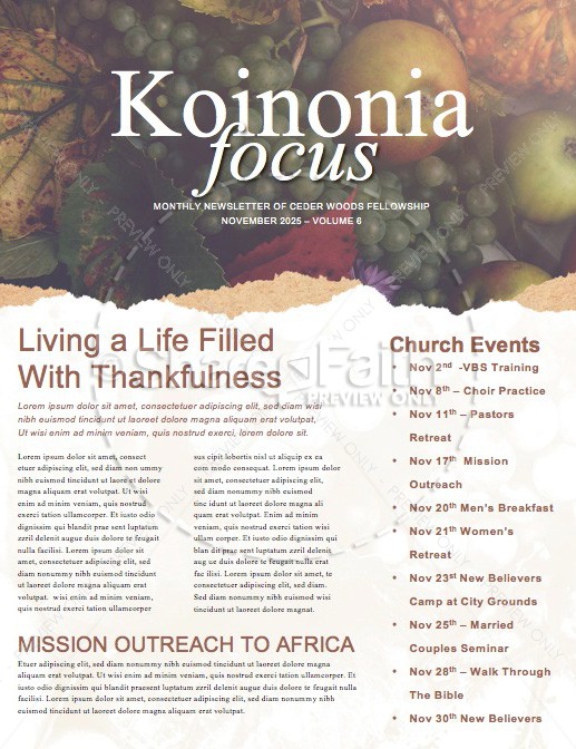 Thanksgiving Celebrate God's Blessing Newsletter Thumbnail Showcase