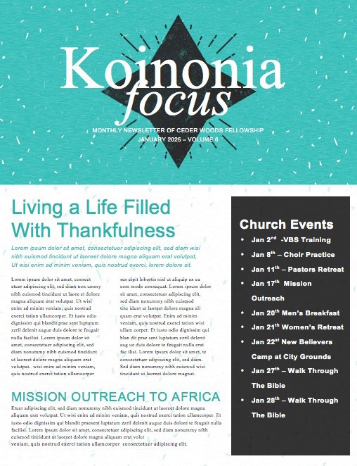 church newsletters for new year