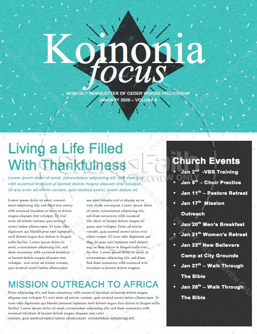 New Year's Greeting Church Newsletter Thumbnail Showcase