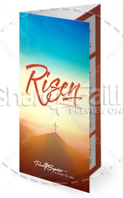 Risen Easter Sunday Church Trifold Bulletin Thumbnail Showcase