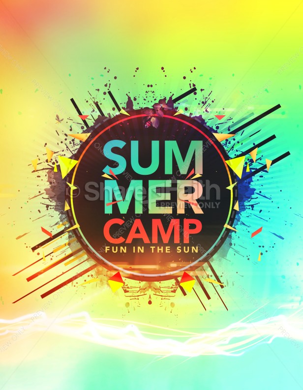 Summer Camp Fun in the Sun Church Flyer | Clover Media