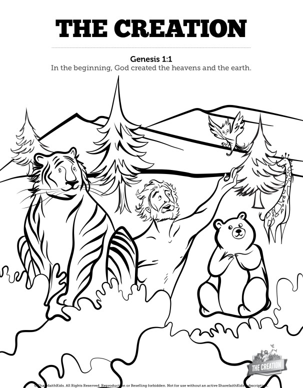 The Creation Story Sunday School Coloring Pages Thumbnail Showcase