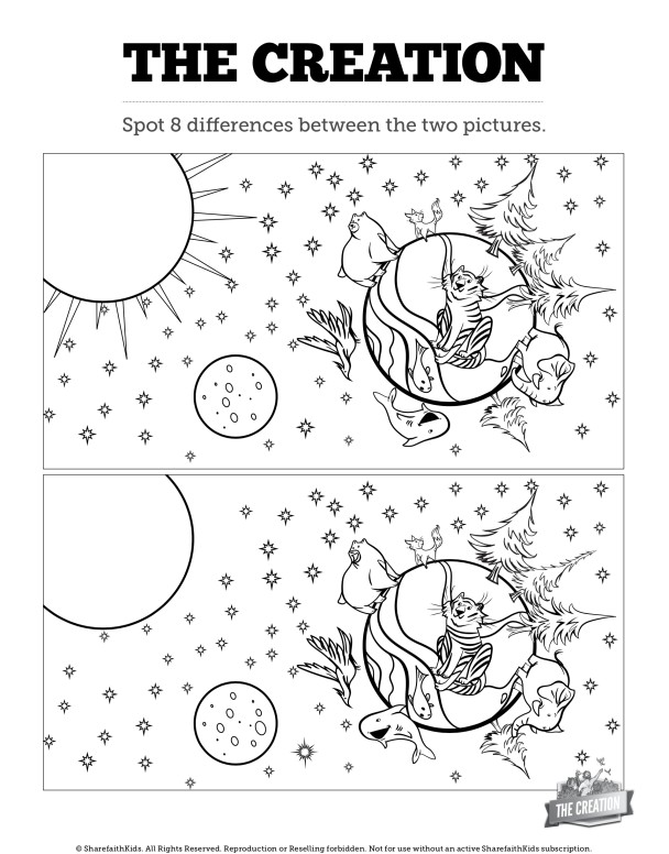 The Creation Story Kids Spot The Difference Activity Thumbnail Showcase