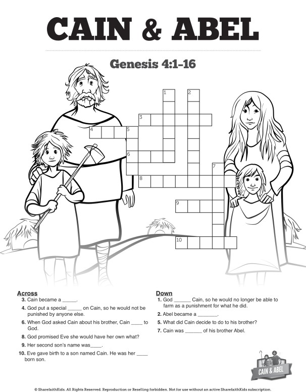 Cain and Abel Sunday School Crossword Puzzles Thumbnail Showcase