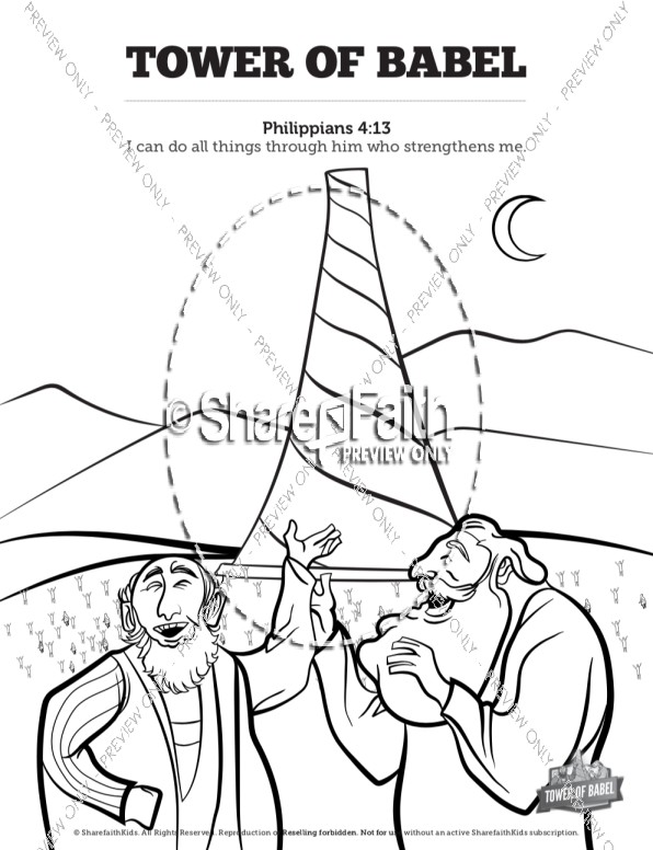 Tower of Babel Bible Story For Kids Sunday School Coloring Pages