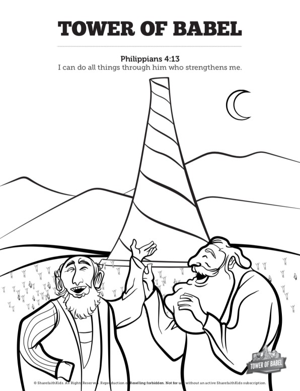 Tower Of Babel Bible Story For Kids Sunday School Coloring Pages 