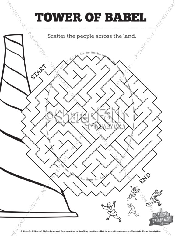 Tower of Babel Bible Story For Kids Sunday School Mazes